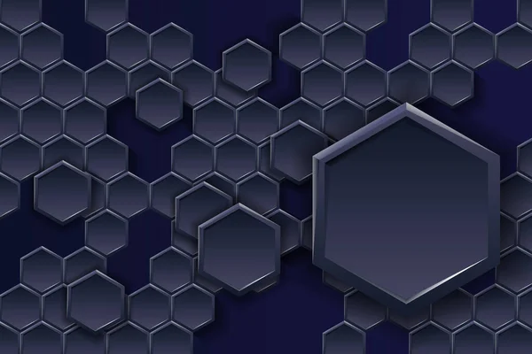 Futurista hexagonal no fundo azul escuro — Vetor de Stock