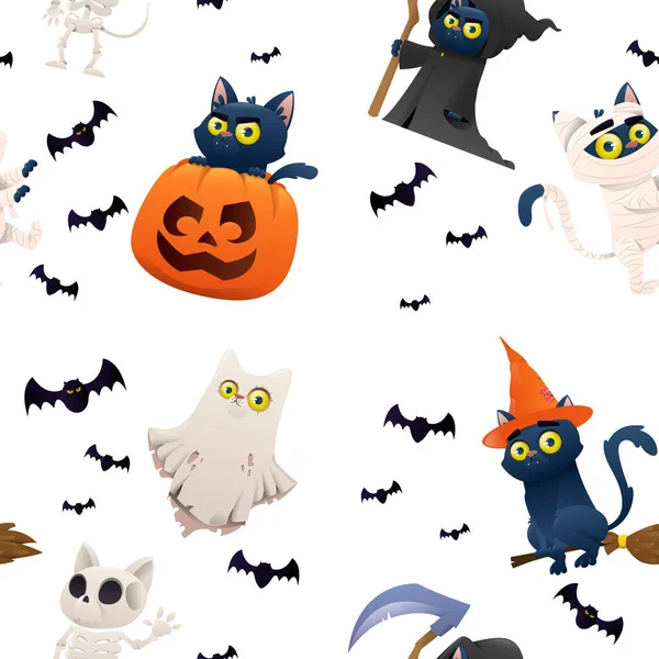 Halloween backgraund con personajes gatos — Archivo Imágenes Vectoriales