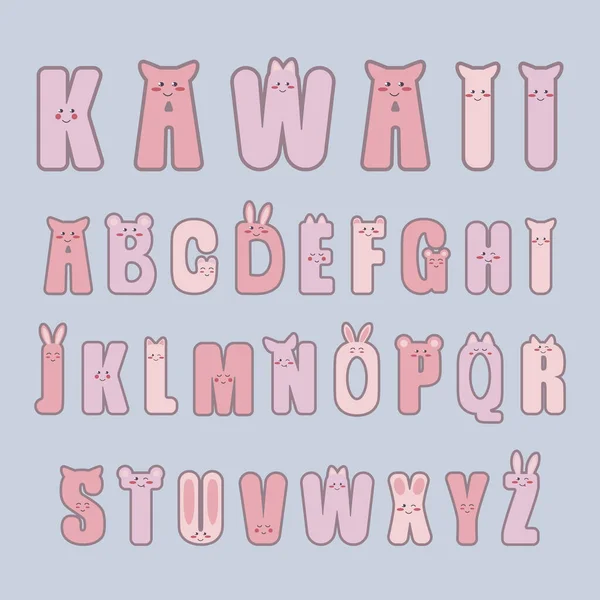Kawaii ábécé pasztell színekben — Stock Vector