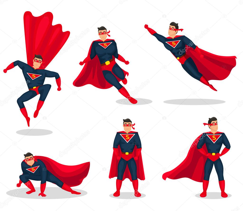 Superhero action icons set