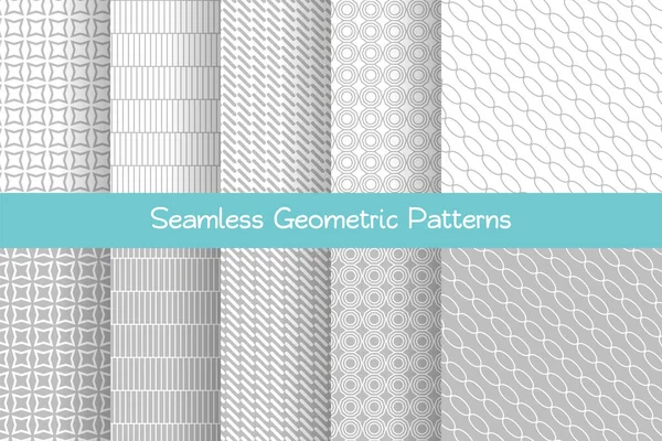 Set of geometric gray seamless patterns — Stock Vector