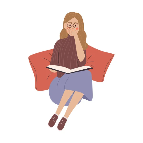 The girl with book on the floor and with pillows — Stock Illustration The girl with book on the floor and with pillows Royalty Free Stock Vectors