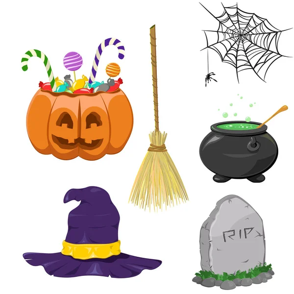 Artículos e iconos para Halloween — Archivo Imágenes Vectoriales