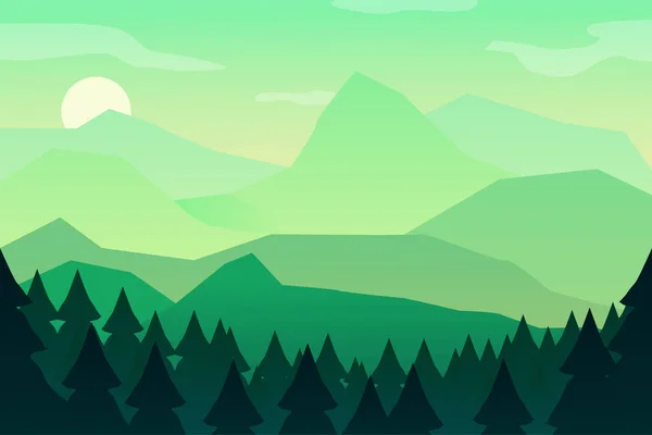Горный пейзаж зеленые обои с горы — стоковый вектор