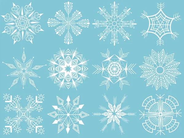 Iconos de copo de nieve para el diseño — Vector de stock