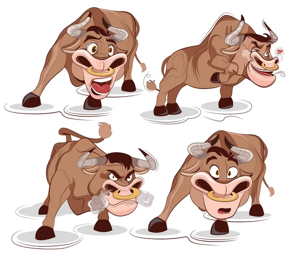 Set von niedlichen Cartoon-Ochsen — Stockvektor