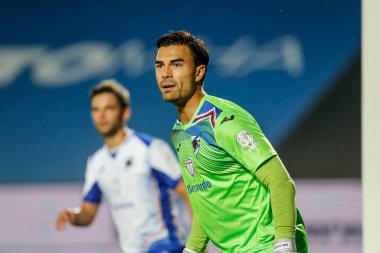 BERGAMO, İtalya - 8 Temmuz 2020: İtalyan Serie A Soccer Championship. Atalanta Sampdoria 'ya karşı 2-0, Emil Audero, kaleci Sampdoria. 