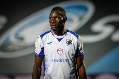BERGAMO, İtalya - 8 Temmuz 2020: İtalyan Serie A Soccer Championship. Atalanta Sampdoria 'ya karşı 2-0, Omar Colley, Sampdoria.