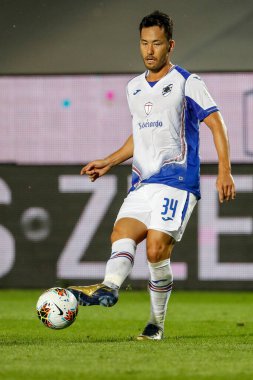 BERGAMO, İtalya - 8 Temmuz 2020: İtalyan Serie A Soccer Championship. Atalanta Sampdoria 'ya karşı 2-0, Maya Yoshida, Sampdoria. 