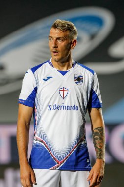 BERGAMO, İtalya - 8 Temmuz 2020: İtalyan Serie A Soccer Championship. Atalanta Sampdoria 'ya karşı 2-0, Antonio La Gumina, Sampdoria.