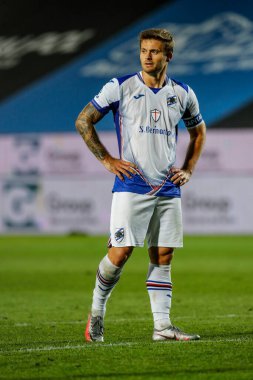 BERGAMO, İtalya - 8 Temmuz 2020: İtalyan Serie A Soccer Championship. Atalanta - Sampdoria 2-0, Karol Linetty, Sampdoria. 