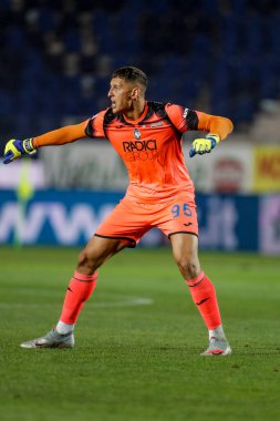 BERGAMO, İtalya - 8 Temmuz 2020: İtalyan Serie A Soccer Championship. Atalanta Sampdoria 'ya karşı 2-0, Pierluigi Gollini, kaleci Atalanta, golü kutluyor.. 