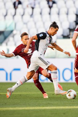 TURIN, İtalya - 04 Temmuz 2020 İtalyan Serie A Soccer Championship. Juventus Torino 'ya karşı 4-1, Cristiano Ronaldo, Juventus.