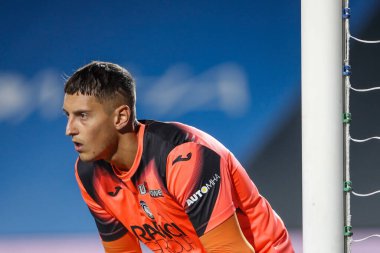BERGAMO, İtalya - 8 Temmuz 2020: İtalyan Serie A Soccer Championship. Atalanta Sampdoria 'ya karşı 2-0, Pierluigi Gollini, kaleci Atalanta, golü kutluyor..
