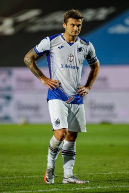 BERGAMO, İtalya - 8 Temmuz 2020: İtalyan Serie A Soccer Championship. Atalanta - Sampdoria 2-0, Karol Linetty, Sampdoria. 