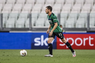 Turin, İtalya - 11 Temmuz 2020: İtalyan Serie A Soccer Championship. Juventus, Atalanta 'ya karşı 2-2, Remo Freuler, Atalanta