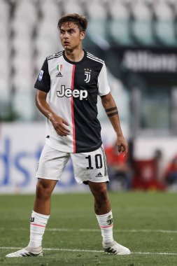 Turin, İtalya - 11 Temmuz 2020: İtalyan Serie A Soccer Championship. Juventus, Atalanta 'ya karşı 2-2, Paulo Dybala, Juventus