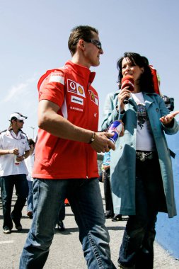 IMOLA, İtalya - 21. / 23RD Nisan 2006: F1 Dünya Şampiyonası. San Marino Grand Prix, Michael Schumacher, Almanya, Ferrari ve menajeri Willi Weber