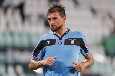 Turin, İtalya - 20 Temmuz 2020 İtalyan Serie A Futbol Şampiyonası. Juventus Lazio 'ya karşı 2-1, Francesco Acerbi, Lazio