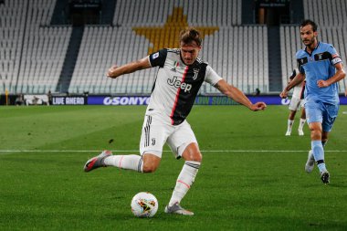 Turin, İtalya - 20 Temmuz 2020 İtalyan Serie A Futbol Şampiyonası. Juventus Lazio 'ya karşı 2-1, Aaron Ramsey, Juventus