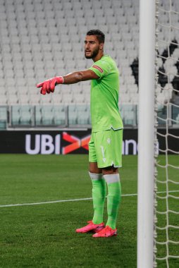 Turin, İtalya - 20 Temmuz 2020 İtalyan Serie A Futbol Şampiyonası. Juventus Lazio 'ya karşı 2-1, Thomas Strakosha, kaleci Lazio