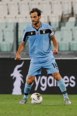 Turin, İtalya - 20 Temmuz 2020 İtalyan Serie A Futbol Şampiyonası. Juventus Lazio 'ya karşı 2-1, Marco Parolo, Lazio