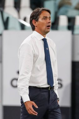 Turin, İtalya - 20 Temmuz 2020 İtalyan Serie A Futbol Şampiyonası. Juventus Lazio 'ya karşı 2-1, Simone Inzaghi, koç Lazio