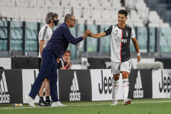 Turin Italien Juli 2020 Italienska Serie Fotbollsmästerskapet Juventus Lazio Cristiano — Stockfoto