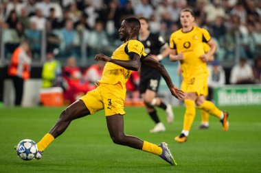 Torino, İtalya. 16 Eylül 2025. Allianz Juventus Stadyumu. UEFA Şampiyonlar Ligi 2025-26. Juventus, Borussia Dortmund 'a karşı. Serhou Guirassy, Borussia Dortmund.