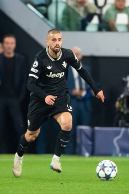 Torino, İtalya. 16 Eylül 2025. Allianz Juventus Stadyumu. UEFA Şampiyonlar Ligi 2025-26. Juventus, Borussia Dortmund 'a karşı. 4-4. Edon Zhegrova, Juventus.