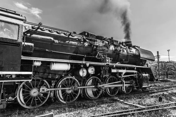 古い蒸気機関車の作業 ストック画像