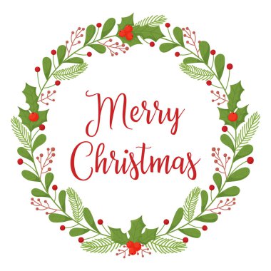 Noel çelengi. Beyaz arkaplanda vektör illüstrasyonu.