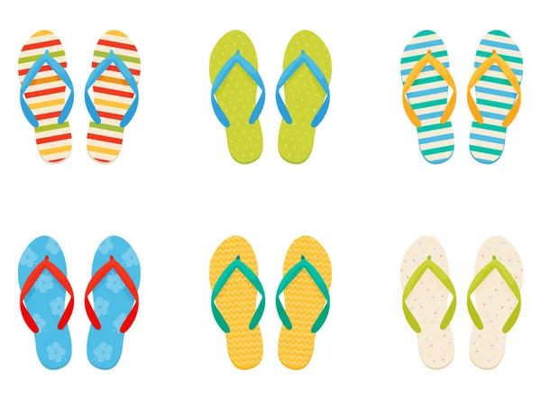 Beach sneakers. Vector set in a flat style. — Stock Vector