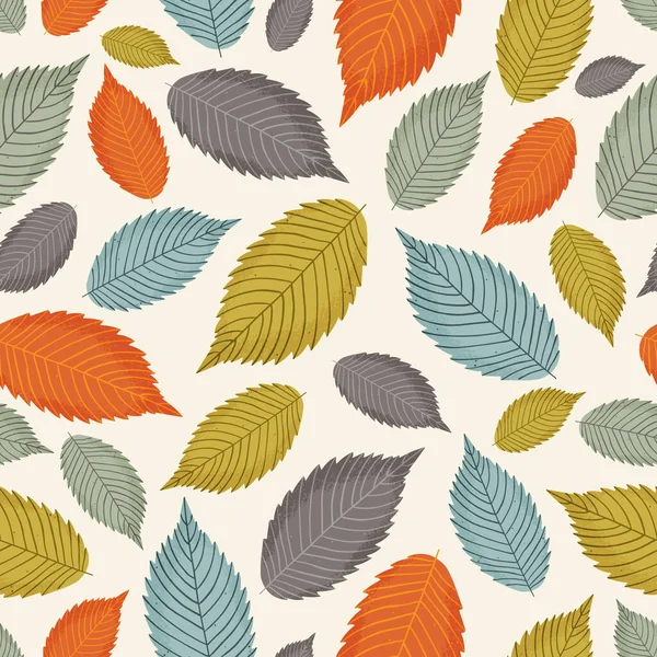 Motif sans couture avec des feuilles d'automne colorées sur un fond beige. — Image vectorielle