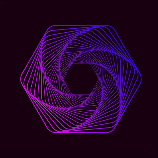 ねじれた色の螺旋 ワイヤーフレーム六角形の形状 テクノロジーライン グラフィック要素 — ストックベクタ