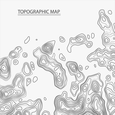 Beyaz arkaplanda topografik harita. Vektör ızgara haritası.