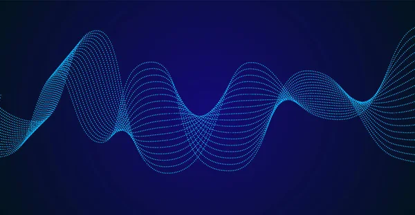 Abstract Music Wave Many Lines Curve Colored Lines Blue Background — Stock Vector