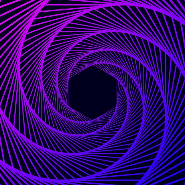 Espiral Color Retorcido Forma Hexágono Wireframe Líneas Tecnológicas Elemento Gráfico — Archivo Imágenes Vectoriales