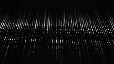 Parçacıkların dijital koyu arkaplanı. Soyut fütürist illüstrasyon. Büyük veri görselleştirmesi. Teknoloji dinamik noktaları arka planda. 3B görüntüleme.