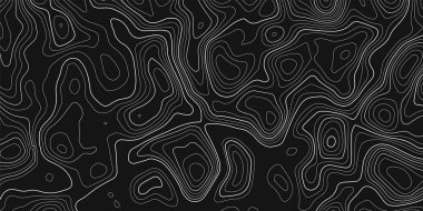Koyu arkaplanda topografik harita. Vektör ızgara haritası.