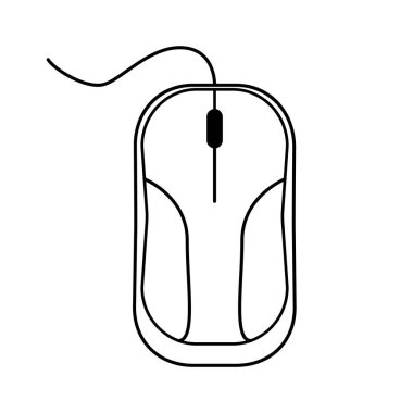 Kablolu bilgisayar faresi simgesi beyaz arkaplanda. Düz biçimli vektör sembolü.
