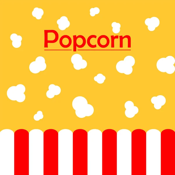 Popcorn Fliegt Aus Dem Karton Auf Gelbem Hintergrund Farbig Gestreifte — Stockvektor