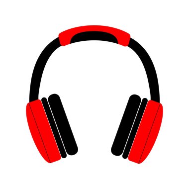 Kablosuz kulaklık ikonu. Beyaz arka planda müzik aksesuarları sembolü. Müzik tabelasını dinliyorum. Düz biçimli vektör illüstrasyonu.