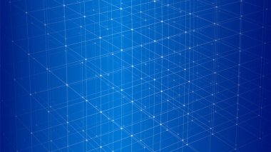 Noktaları ve çizgileri birleştiren modern bir arkaplan. Mavi arkaplanda ağ bağlantı yapısı. Vektör illüstrasyonu.