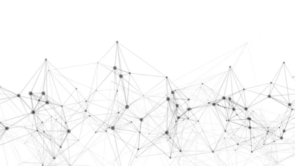 Onda Abstrata Partículas Linhas Estrutura Conexão Rede Fundo Branco Visualização —  Vetores de Stock