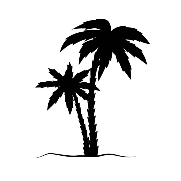 Palm Trees Icon Silhouettes Tropical Palm Vector Illustration White Background — Stock Vector