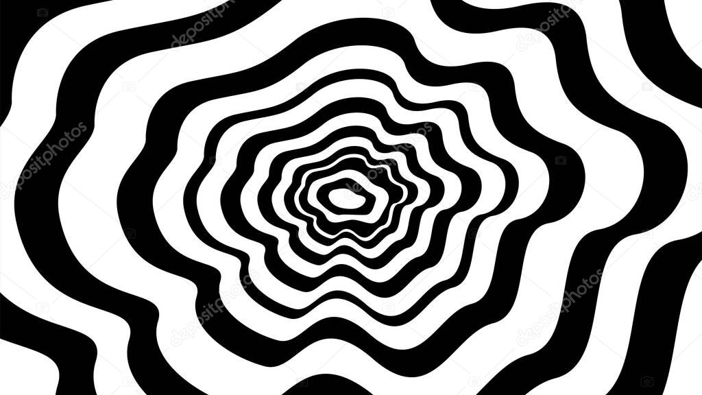 Vector optical illusion with black and white lines.