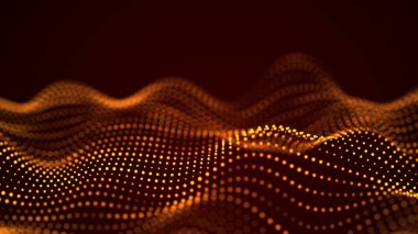 Soyut fütüristik geçmiş. Büyük veri görselleştirmesi. Parçacıkların dinamik dalgası. 3B görüntüleme.