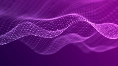 Renkli müzik ses dalgası. Parçacıkların soyut geleceksel arkaplanı. Teknoloji dinamik noktaları arka planda. Büyük veri görselleştirmesi. 3B görüntüleme.