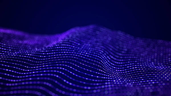 Technology dots background. Big data visualization. Futuristic dynamic wave. 3D rendering.